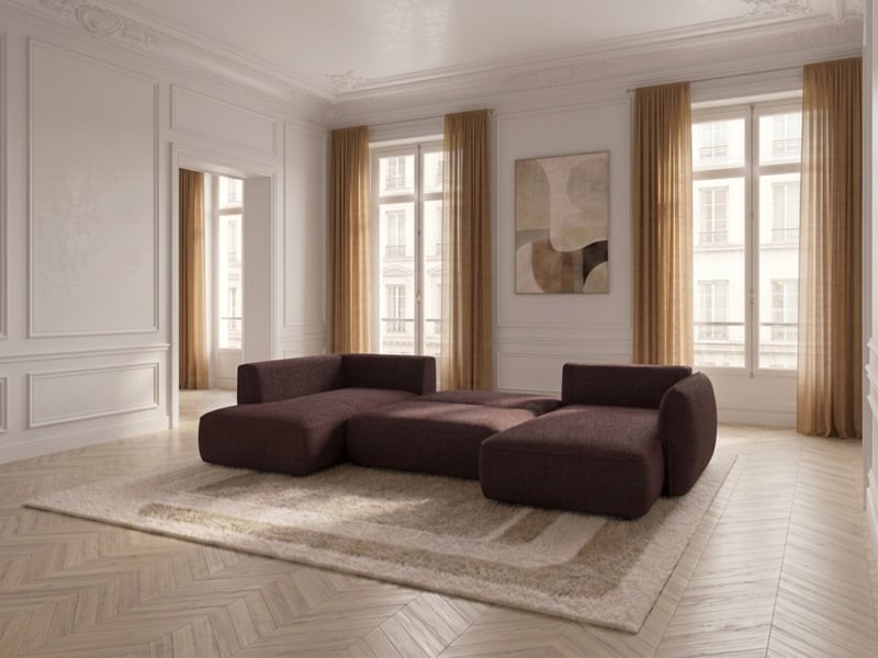  Bobochic canapé d'angle panoramique convertible esmee tissu chenille violet  angle droit ESMEE - Conforama D
