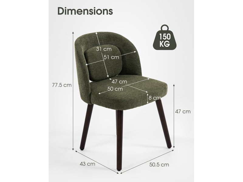 Chaises de salle à manger lot de 2, velours vert foncé homvra  - Conforama E