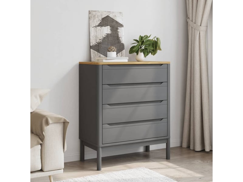  Commode chambre adulte, armoire à tiroirs floro gris bois de pin massif shl3650  - Conforama B