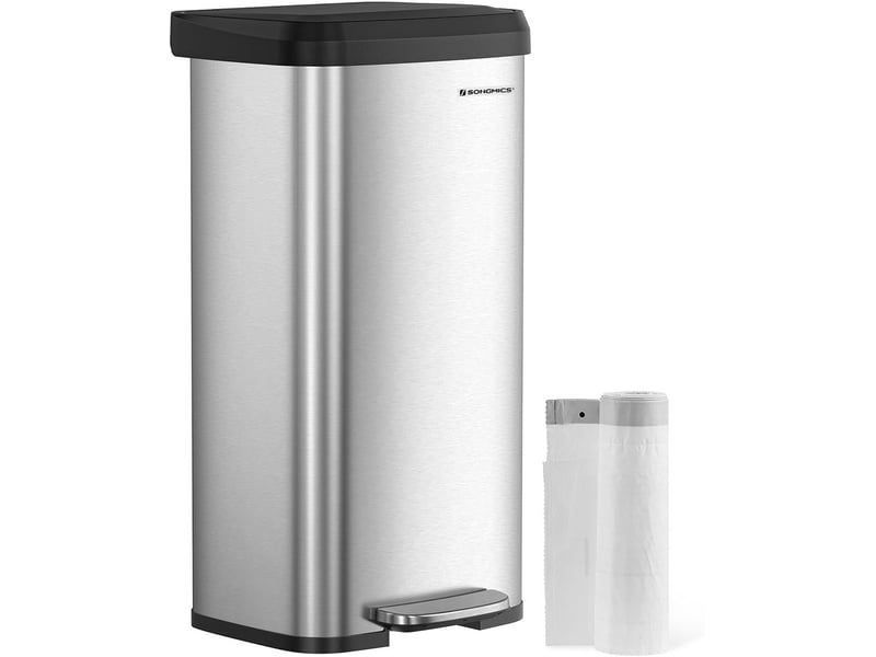  Poubelle de cuisine à pédale haute étroite 40,4 x 35,1 x 77,6 cm design moderne capacité 68 l en acier argenté 12_0012009  - Conforama A