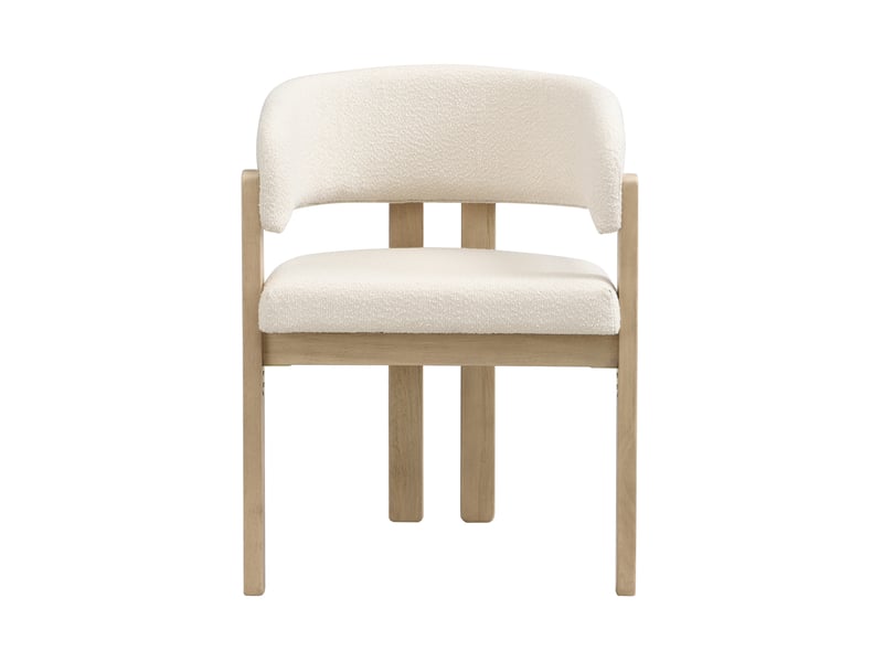 Lot de 2 chaises de salle à manger avec accoudoirs 60x51x80 cm beige bouclé et bois naturel - Conforama D