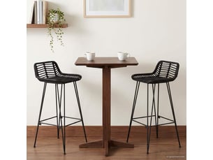 Lot de 2 tabouret de bar, chaise de bar noir 44x46x91 cm rattan et acier