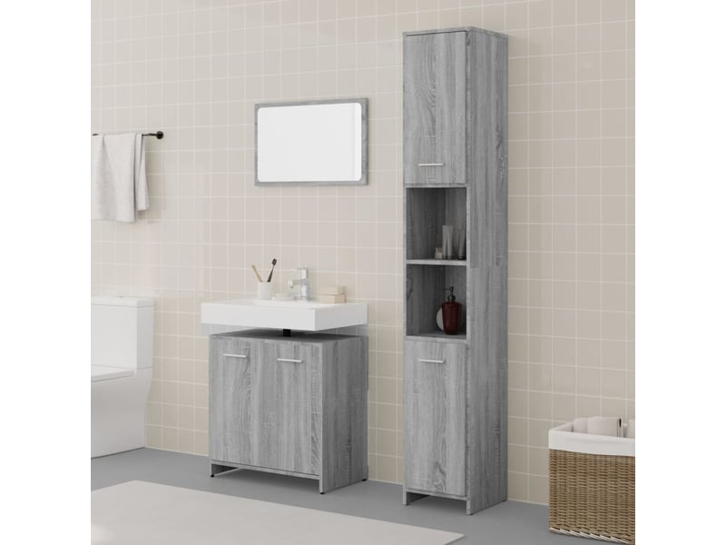  Ensemble de meubles de salle de bain 3 pcs sonoma gris cf63807  - Conforama B