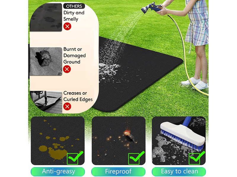 Tapis de barbecue ignifuge double face pour brasero d'intérieur - 91,4 x 121,9 cm - Conforama D