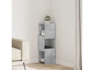 Meuble d'angle, meuble de rangement salon 25,5x25x80cm bois d'ingénierie gris béton