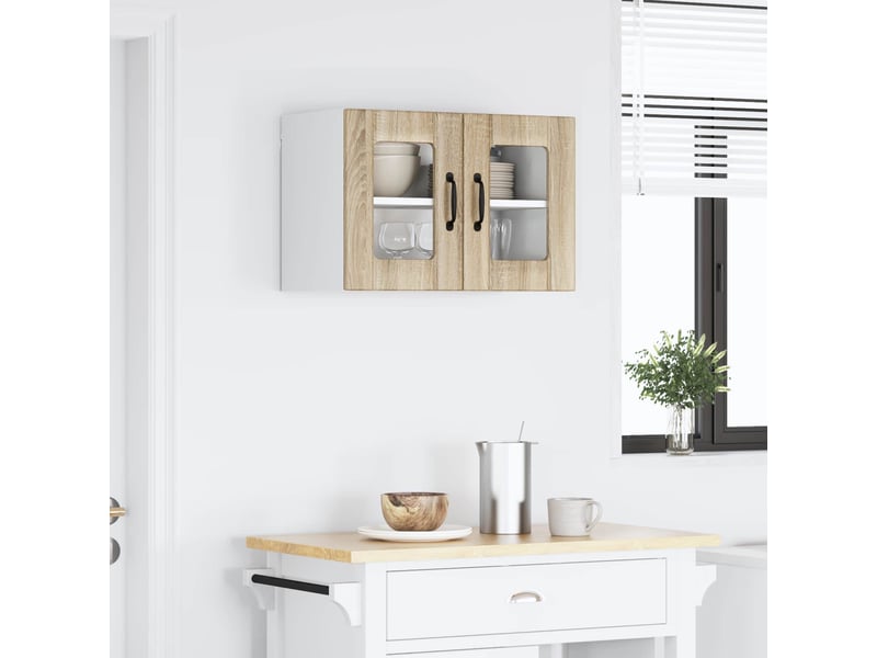Meuble mural de cuisine, cabinet en verre mural chêne sonoma 60x31x40cm shl6115 - Conforama D