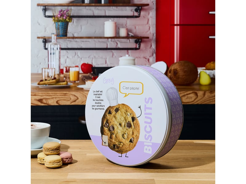  Boîte à biscuits en métal ludique 22cm violet  - Conforama E
