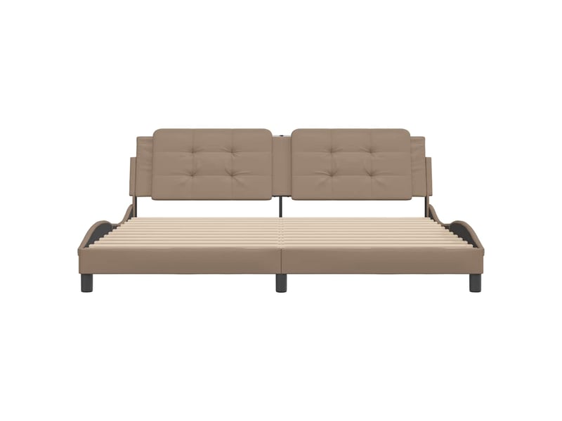 Lit adulte, lit double, cadre de lit sans matelas zadar cappuccino 200x200cm similicuir cf16392 - Conforama D
