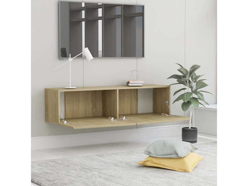  Meuble tv - banc tv - meuble de rangement chêne sonoma 120x30x30 cm bois d’ingénierie  - Conforama D