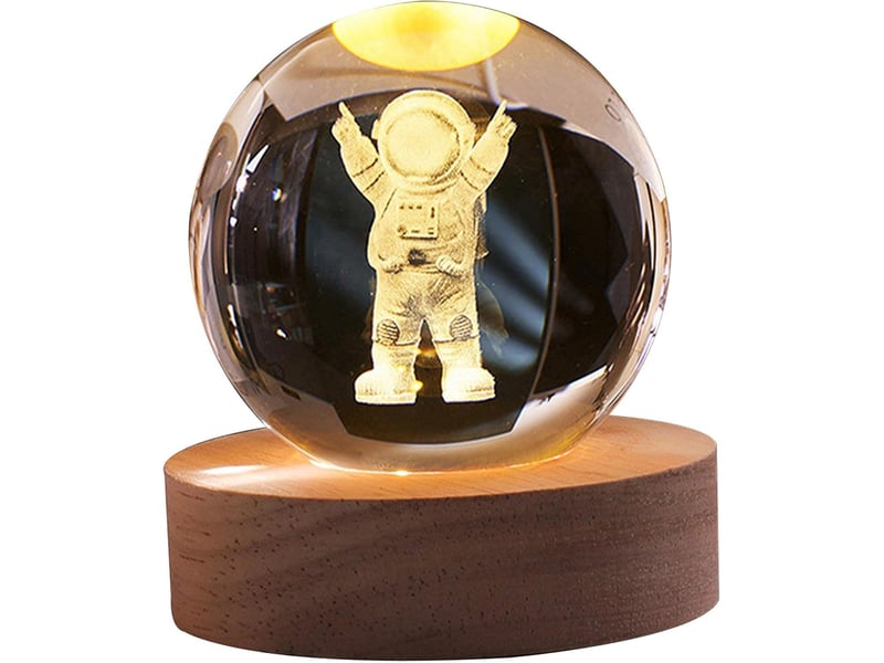  Lampe de table astronaute avec sphère led, petite veilleuse boule de cristal, décoration chambre  - Conforama A