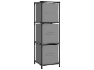 Armoire de rangement 3 tiroirs en tissu gris 34x34x101 cm acier