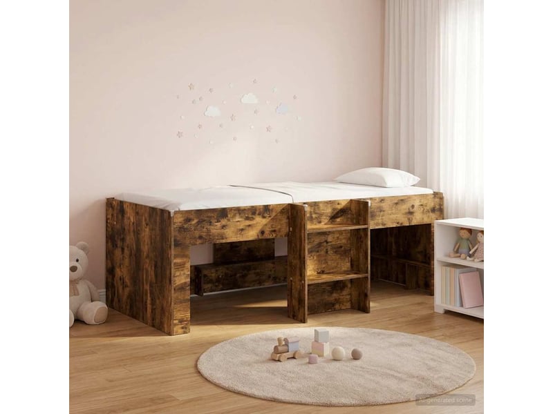  Cadre de lit élevé pour enfants - lit jeune chêne fumé 80 x 200 cm  - Conforama B