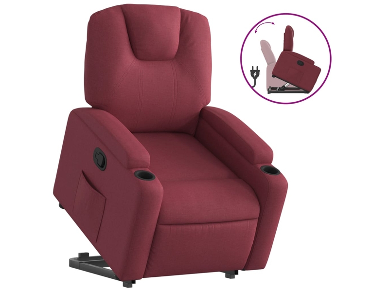  Fauteuil inclinable, fauteuil relax salon rouge bordeaux tissu shl10065  - Conforama A
