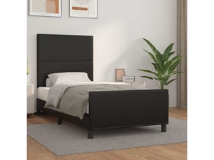 Lit adulte, lit simple, cadre de lit sans matelas noir 100x200cm similicuir cf15129