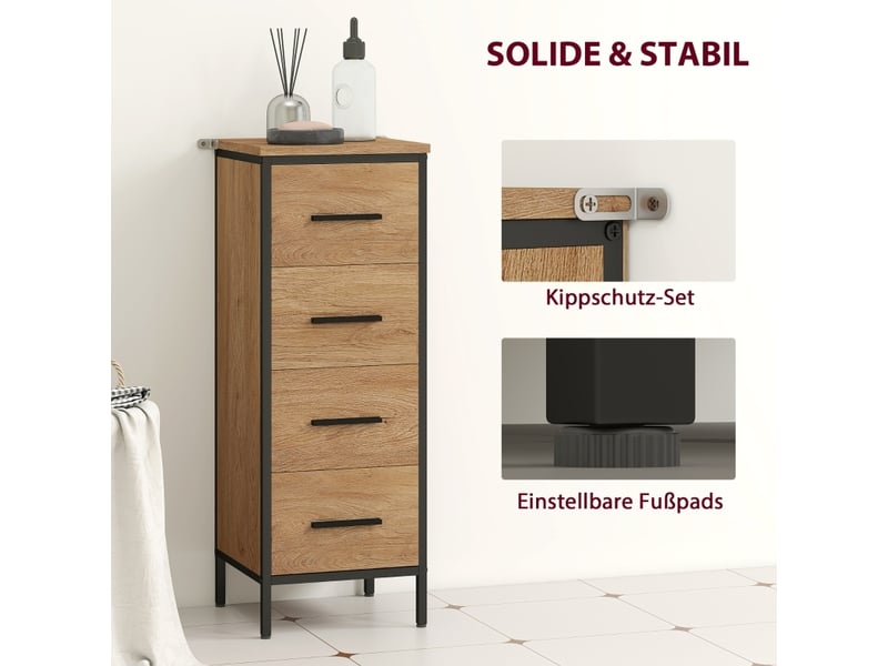  Meuble de salle de bains compact 4 tiroirs style industriel homvra  - Conforama D