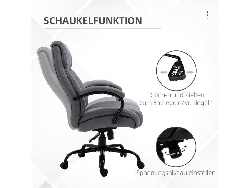  Chaise de bureau ergonomique,72,5x83x110-118 cm,avec roulettes,gris clair  - Conforama D