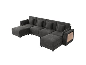 Canapé droit fixe <strong></strong> <strong>Morn Vibe</strong> 6 places Tissu gris