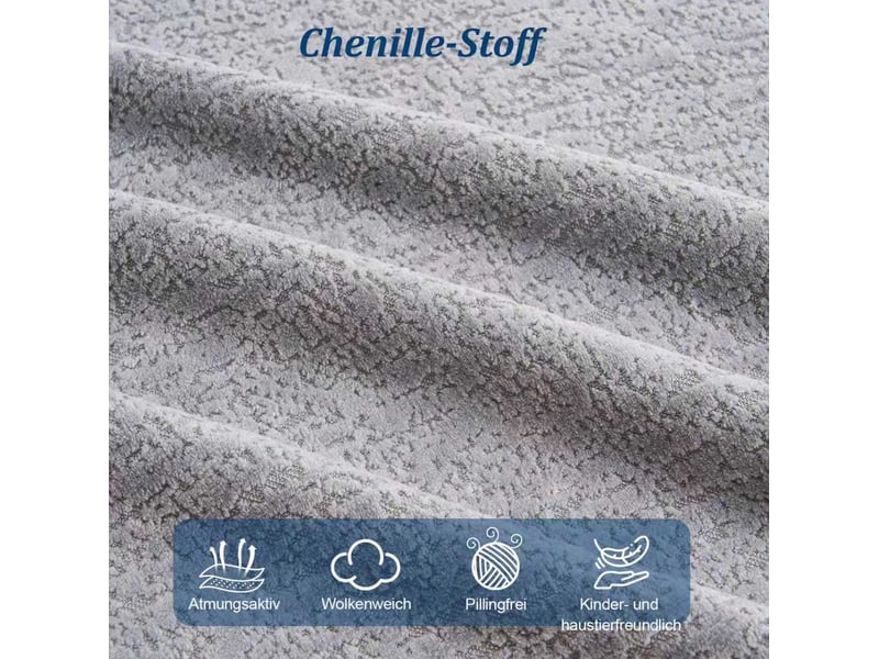  Méridienne convertible 2 places à assise profonde avec coussin pour intérieur, en chenille gris clair  - Conforama D