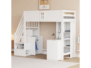 Lit mezzanine 90x200 cm SOGEU   coloris blanc