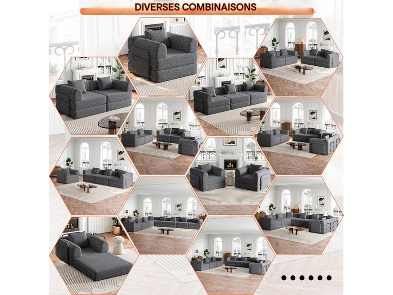  Canapé convertible 1 place en tissu chenille gris W3349P344000 - Conforama D