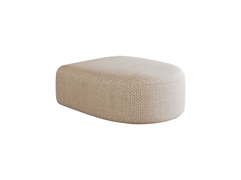  Pouf blanc en tissu chenille avec assise rembourrée, repose-pieds élégant pour salon et chambre, installation rapide sans outils.  - Conforama A