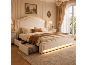 Lit avec rangement 140x200 cm <strong></strong> <strong>OPULERANE TRADING LTD</strong> coloris beige