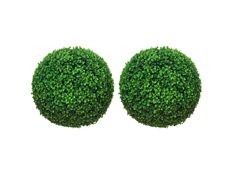  Lot de 2 boules de buis, plantes artificielles vertes avec protection uv, idéales pour l'intérieur et l'extérieur.  - Conforama A
