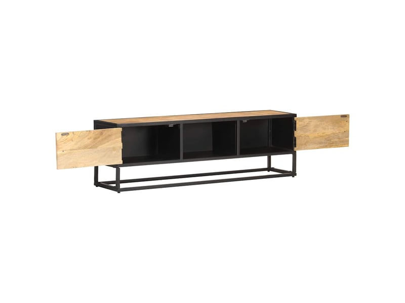  Meuble tv - banc tv - meuble de rangement avec porte sculptée 130x30x40cm bois de manguier brut  - Conforama A