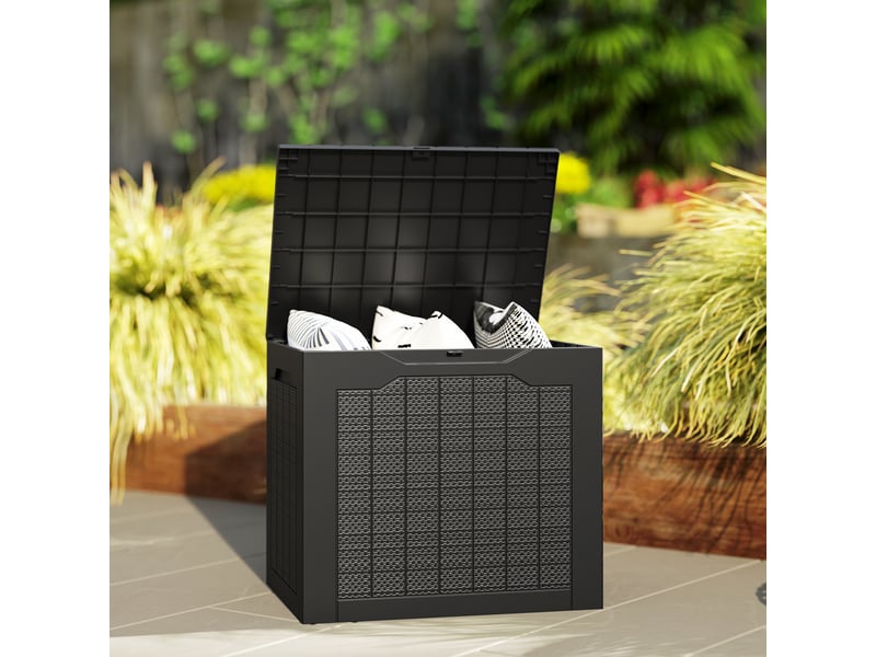 Coffre de rangement extérieur 93l avec poignées encastrées 56 x 41 x 50 cm noir - Conforama D