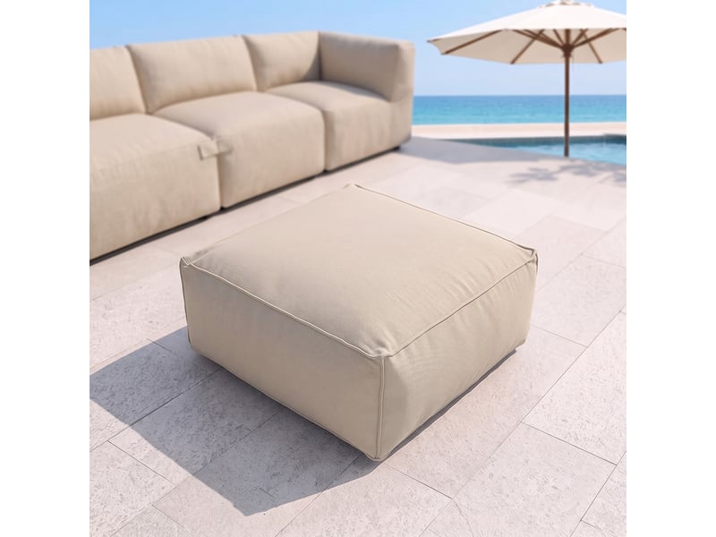  Pouf d’extérieur beige tissu déperlant – 85x85x30 cm praiano  - Conforama E