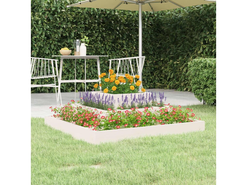  Jardinière - bac à fleurs blanc 80x80x27 cm bois massif de pin  - Conforama B