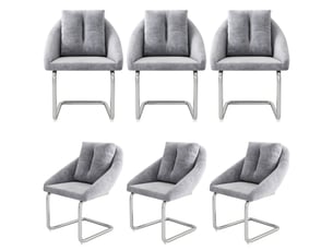 Lot de 6 chaises de salle à manger, chaise grise, en velours, pieds en métal