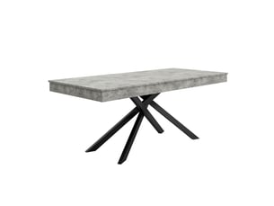 Table à manger extensible 140180 x 80 cm pour 6 à 8 personnes, forme rectangulaire, plateau épais et pieds en métal, style épuré pour salle à manger ou cuisine - gris