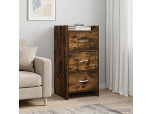 Buffet - bahut - meuble de rangement chêne fumé 40 x 36 x 80 cm bois d'ingénierie