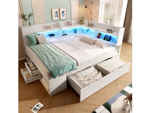 Lit avec rangement 140x200 cm MAISENTIEL   coloris blanc