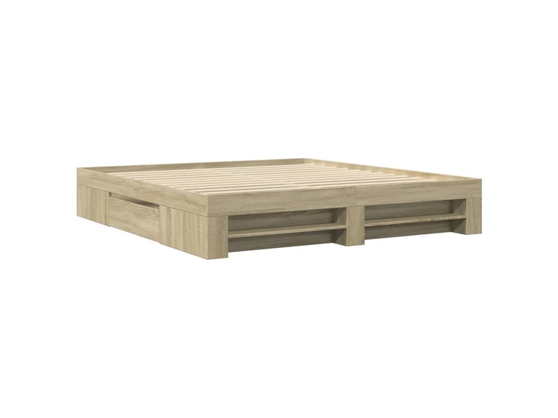 Lit double- lit adulte - cadre de lit sans matelas chêne sonoma 200x200 cm - Conforama B