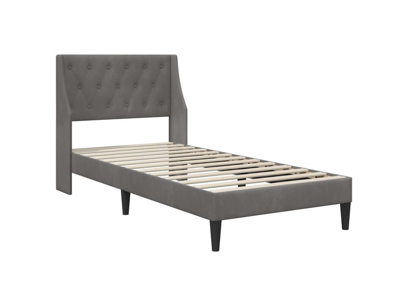  Lit simple- lit adulte -  cadre de lit avec matelas gris foncé 90 x 190 cm velours  - Conforama C