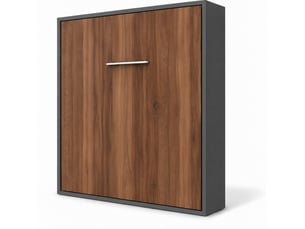 Lit escamotable vertical kola – seulement 34,5cm de profondeur, le confort d’un vrai lit-avec matelas-160x200-cadre anthracite-façade noyer
