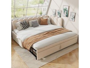 Lit gigogne 180x200 cm   beige coloris beige