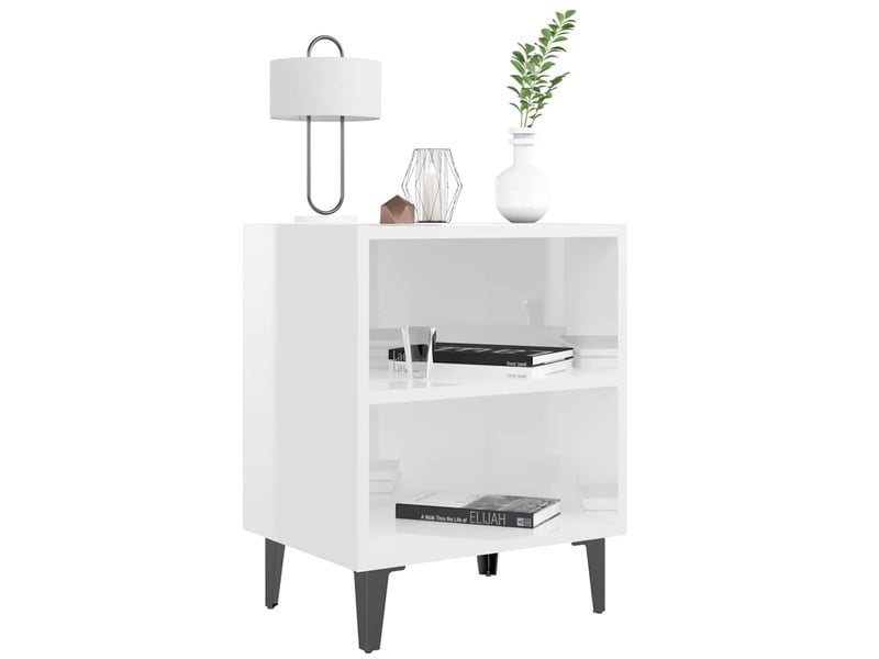  Lot de 2 tables de chevet - cabinet de chevet - table de nuit pieds en métal blanc brillant 40x30x50cm  - Conforama C