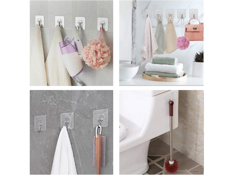 Paquet de 28 crochets muraux pour salle de bain et cuisine jusqu'à 10 kg, sans clous, crochets pour serviettes de bain  - Conforama C
