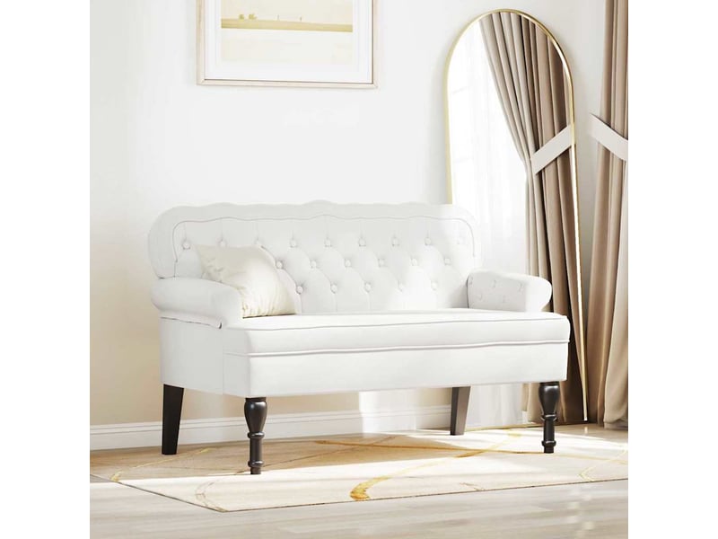 Banc chesterfield, canapé 2 places blanc 119,5x64,5x75 cm cuir synthétique - Conforama B