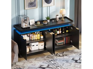 Buffet 4 porte(s)  0 tiroir(s) <strong>MIVRAY </strong> <strong></strong> - 160 cm coloris noir 
