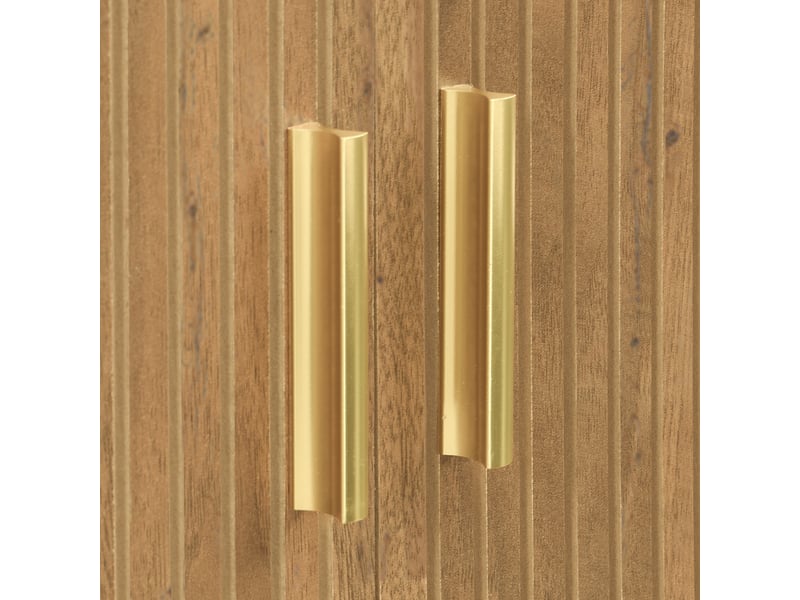  Meuble tv avec portes coulissantes 175 cm bois clair style rustique détails dorés  - Conforama E