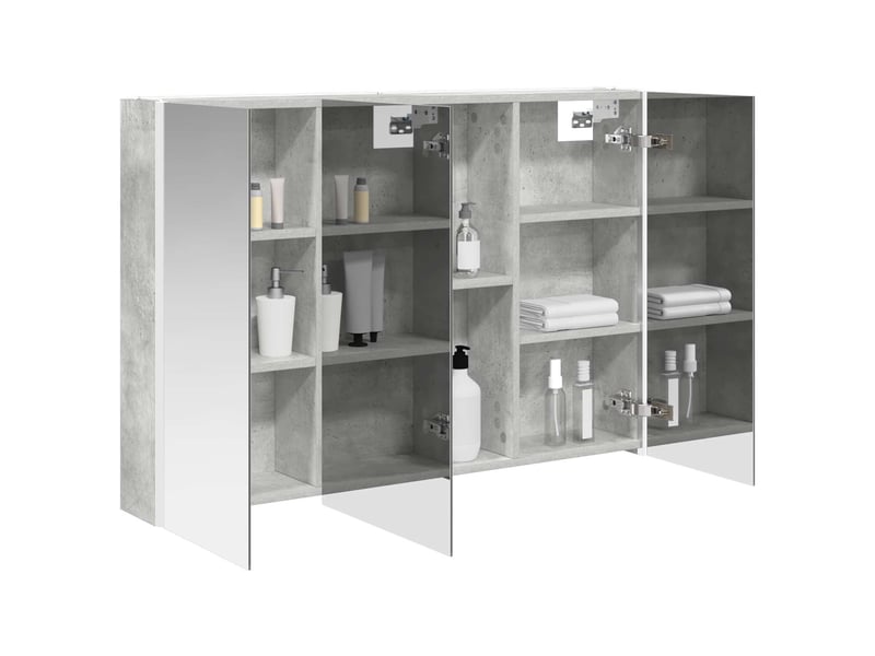 Armoire miroir salle de bain, meuble de rangement gris béton 103.5x15.5x70 cm - Conforama C