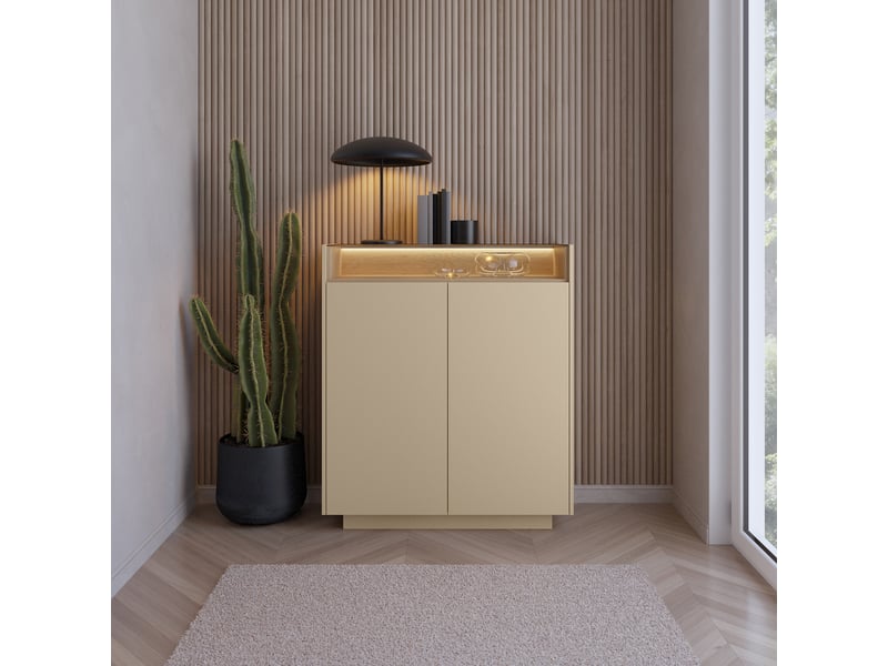  Buffet halane, enfilade 4 étagères, 103x40x119h cm beige Halane - Conforama B