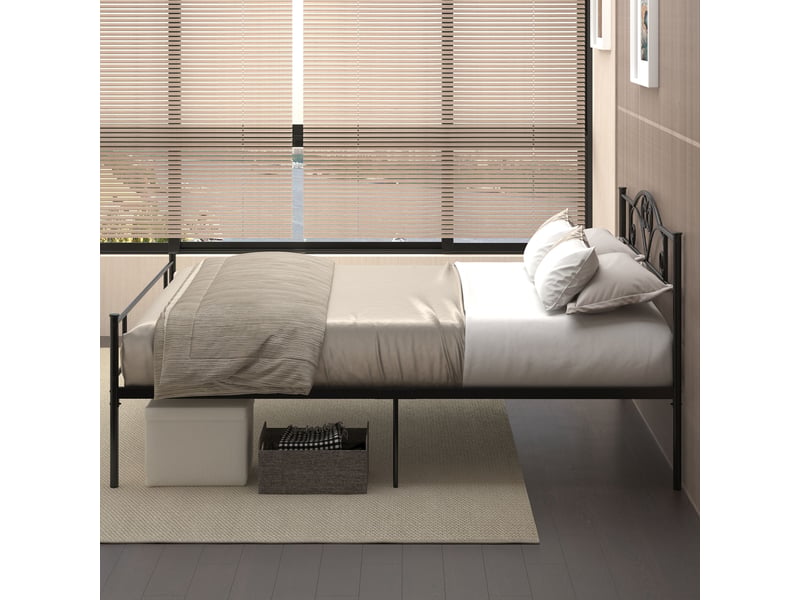  Cadre de lit double en acier 160x200 avec lattes intégrées, tête et pied de lit  - Conforama D