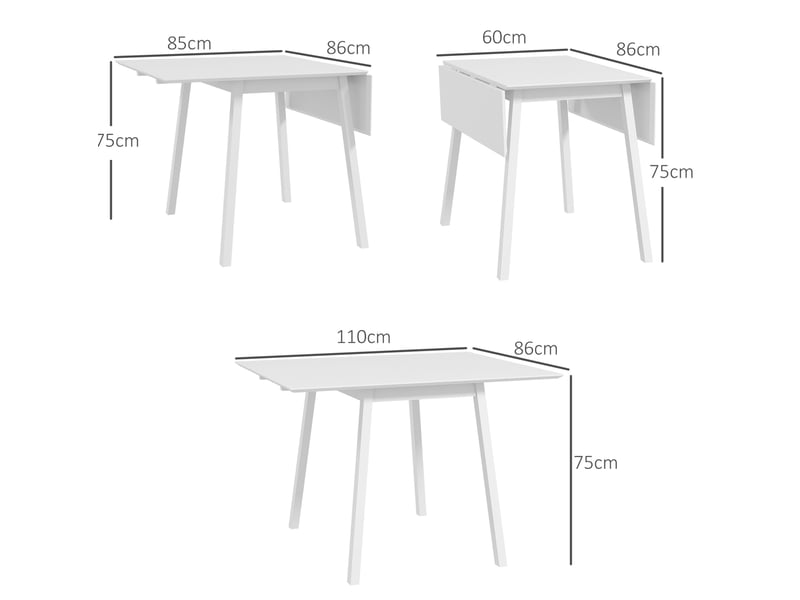 Table de salle à manger pliante avec 2 panneaux rabattables et structure stable pour cuisine et petit espace - Conforama D