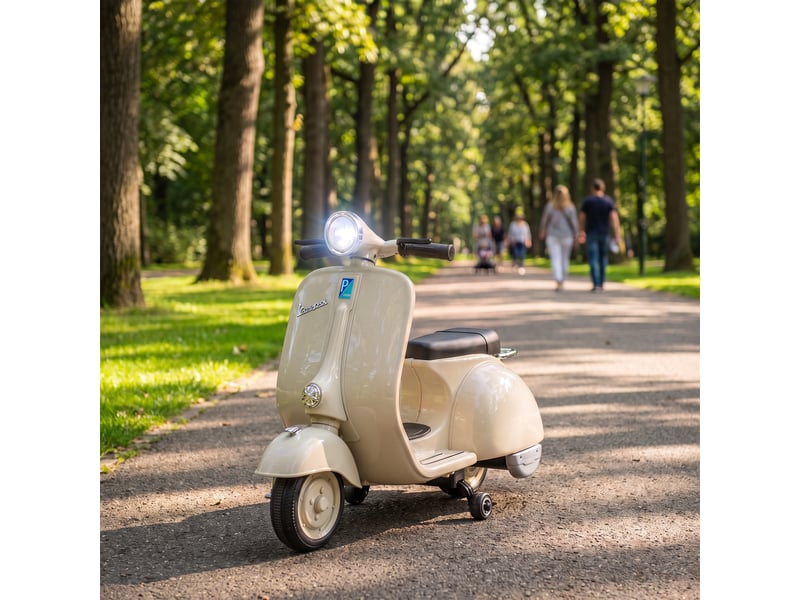  Moto électrique pour enfants, vespa sous licence, 6v, démarrage progressif, blanche  - Conforama D