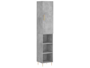 Buffet haut - bahut - meuble de rangement gris béton 34,5x34x180 cm bois d'ingénierie